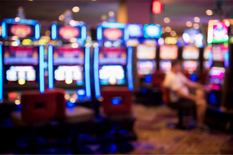 Blurred image of slots in a casino