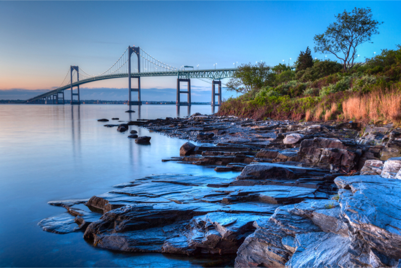 Newport Bridge in Rhode Island at sunrise