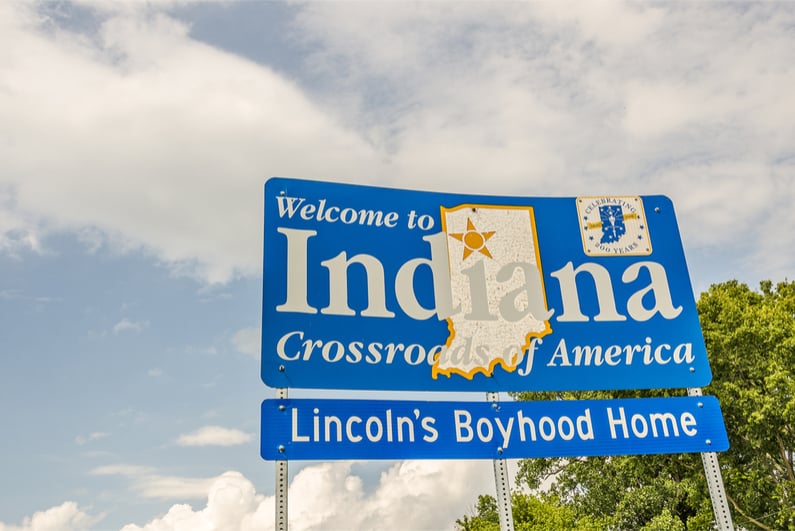 Welcome to Indiana highway sign