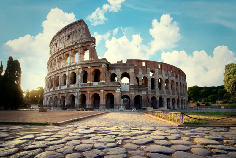 Ancient Colosseum in Rome in the afternoon