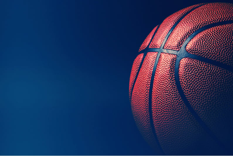 Basketball against black background