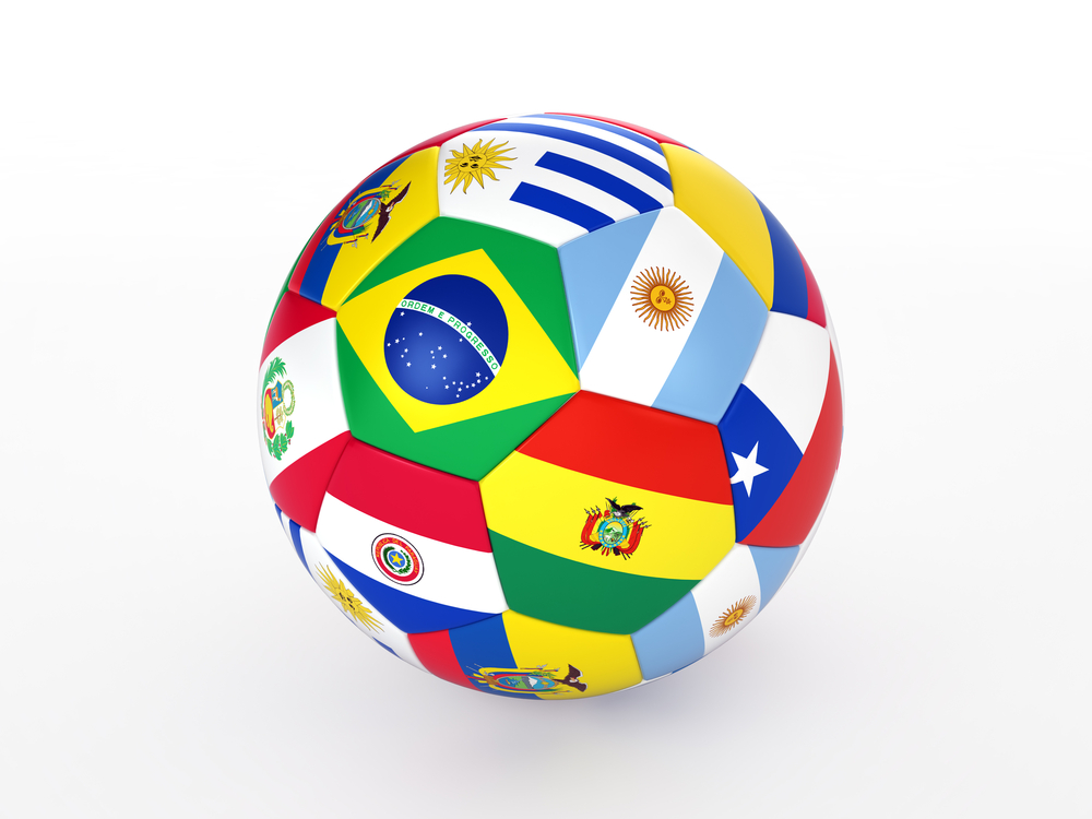 football showing south american flags