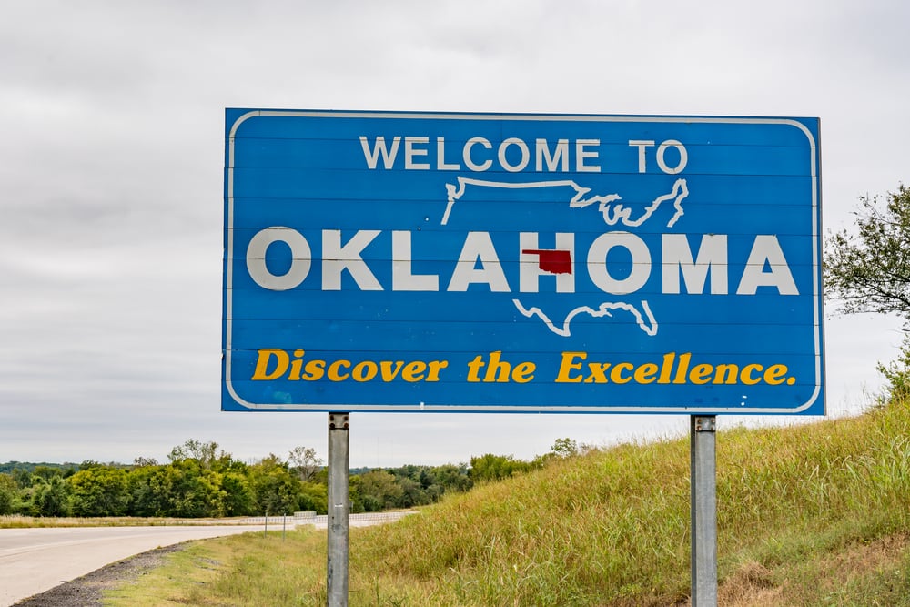 Welcome to Oklahoma highway sign