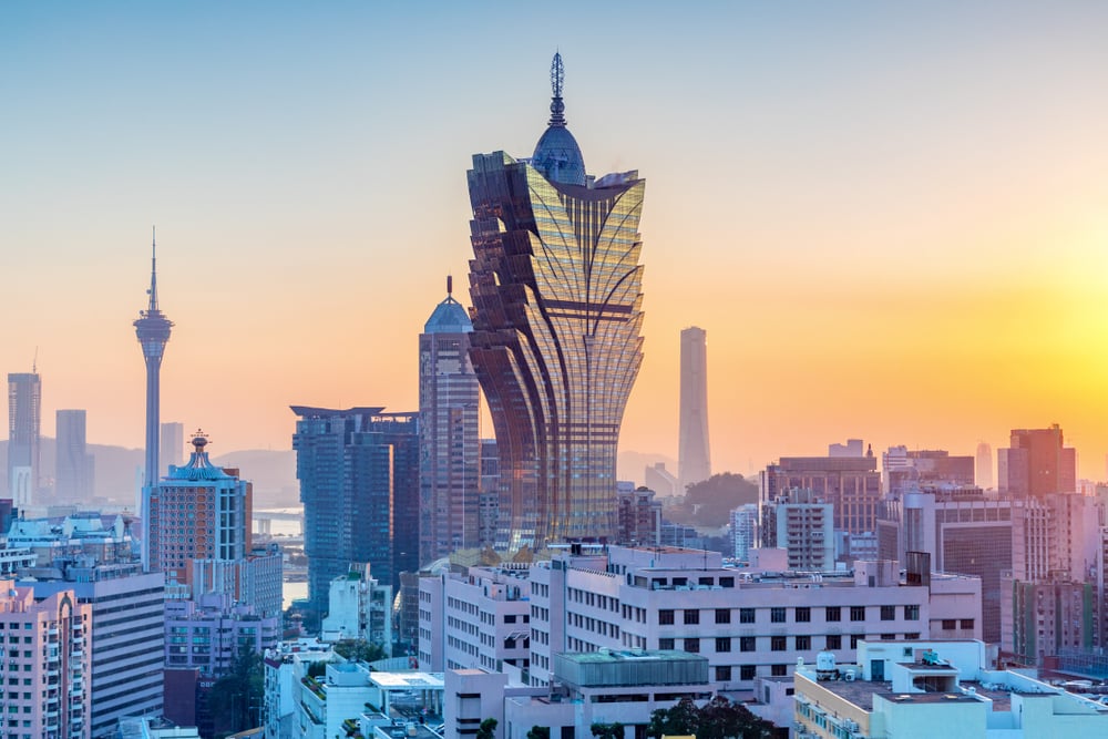 Macau cityscape at sunset