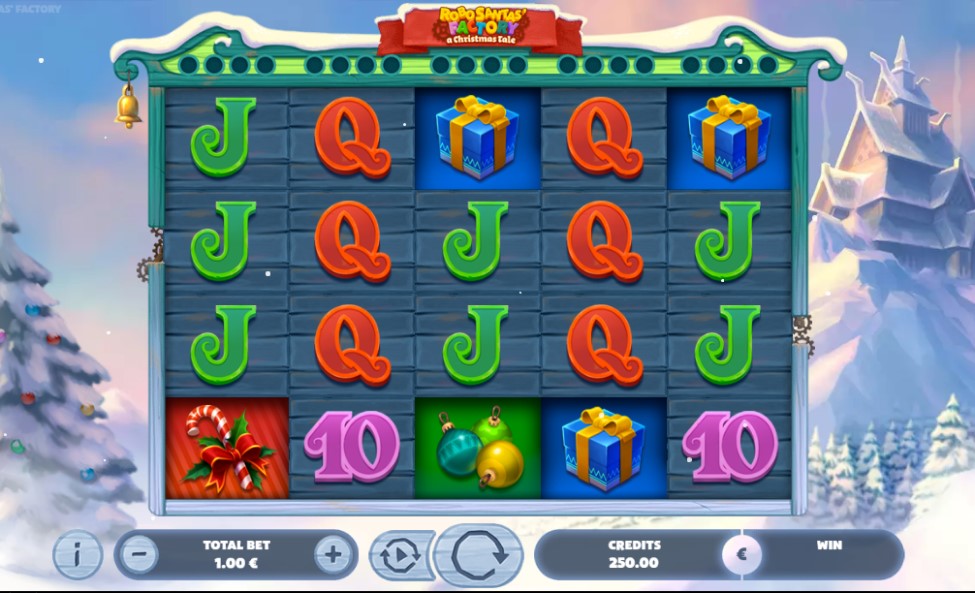 Robo Santa's Factory A Christmas Tale slot reels by Gaming1