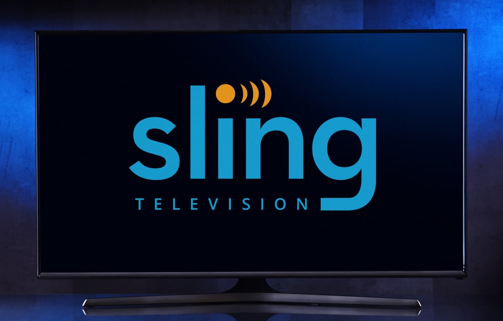 Sling logo on television screen