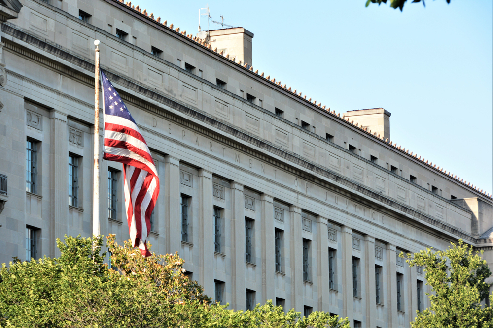 The Department of Justice building in the US