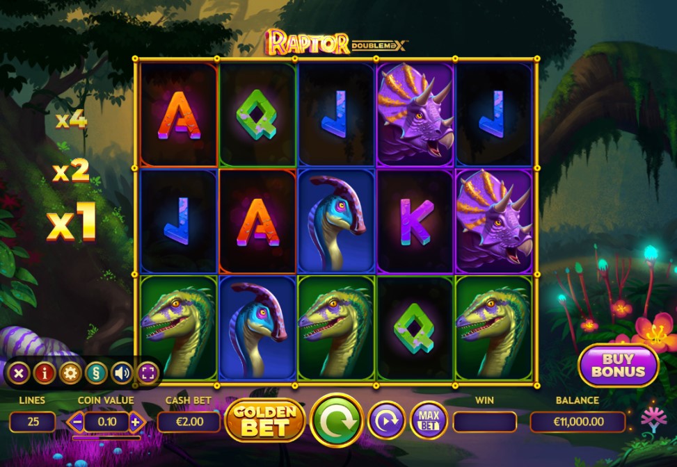 Raptor DoubleMAX slot reels by Yggdrasil Gaming