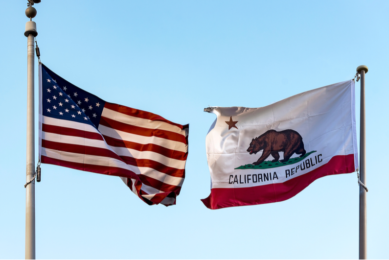 California and US flags