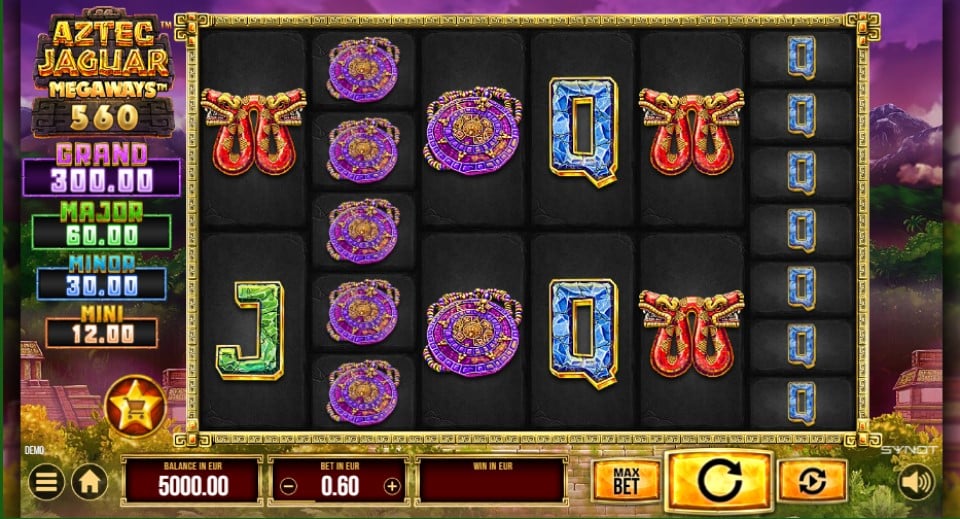 Aztec Jaguar Megaways slot reels by Synot Games